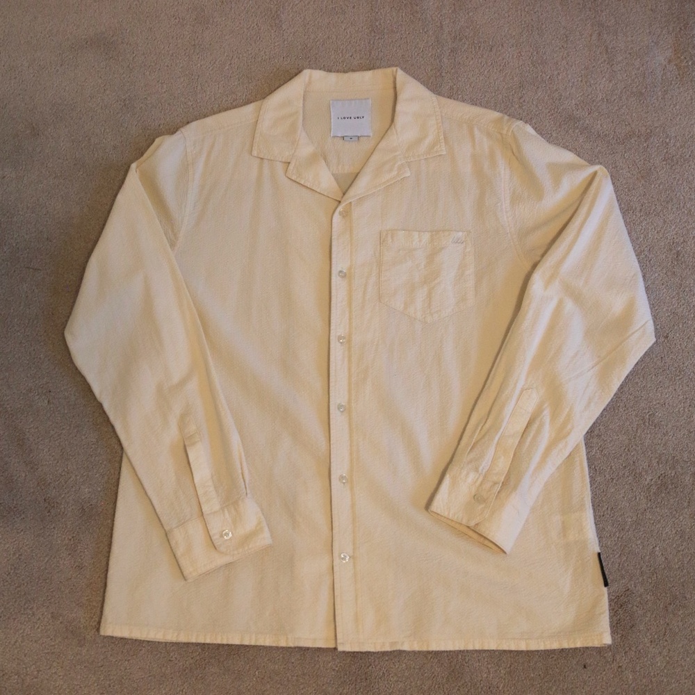 I Love Ugly brand long sleeve seersucker shirt M